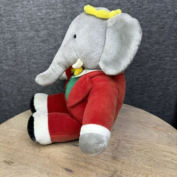 Babar‎ Elephant Stuffed Animal By Gund Plush Toy Red Suit 13" Polyester VTG 1988 - Picture 2 of 12